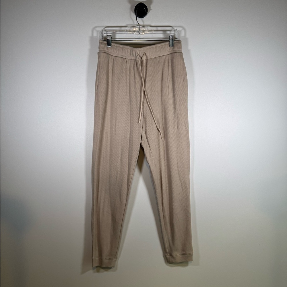 PINK Victoria’s Secret Waffle Knit Pajama Bottoms Beige Joggers Medium